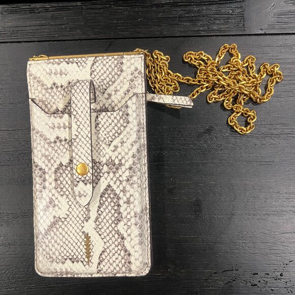 THACKER Nora Leather Phone Crossbody Bag Snakeskin - Picture 1 of 6